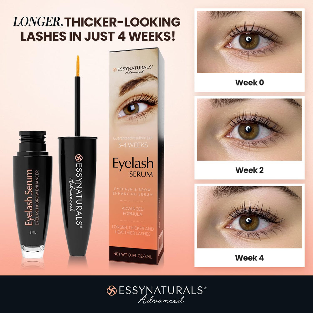 EssyNaturals Advanced applicator tip applying serum at lash roots with precision.