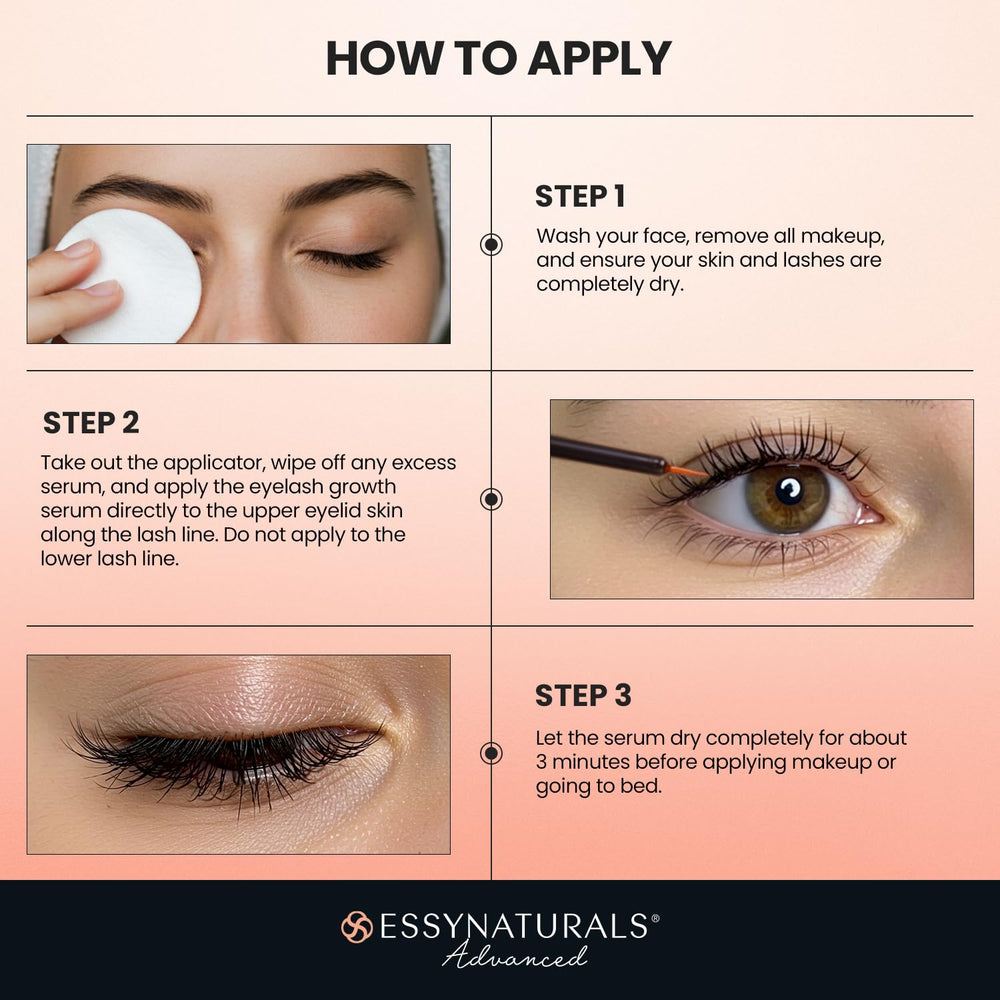 EssyNaturals Advanced close-up of lashes appears thicker and healthier.