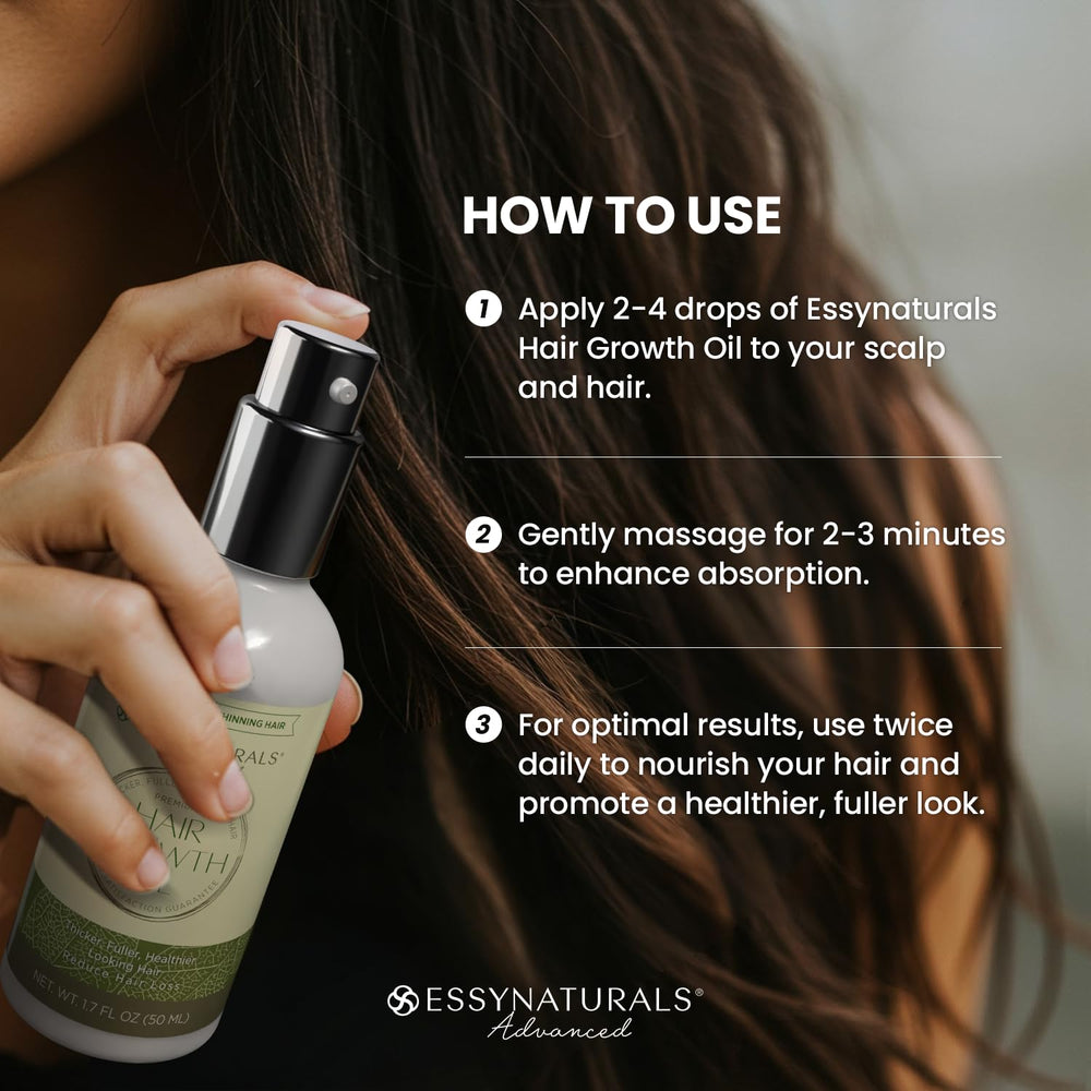 Gentle 2-3 minute scalp massage for better absorption with EssyNaturals