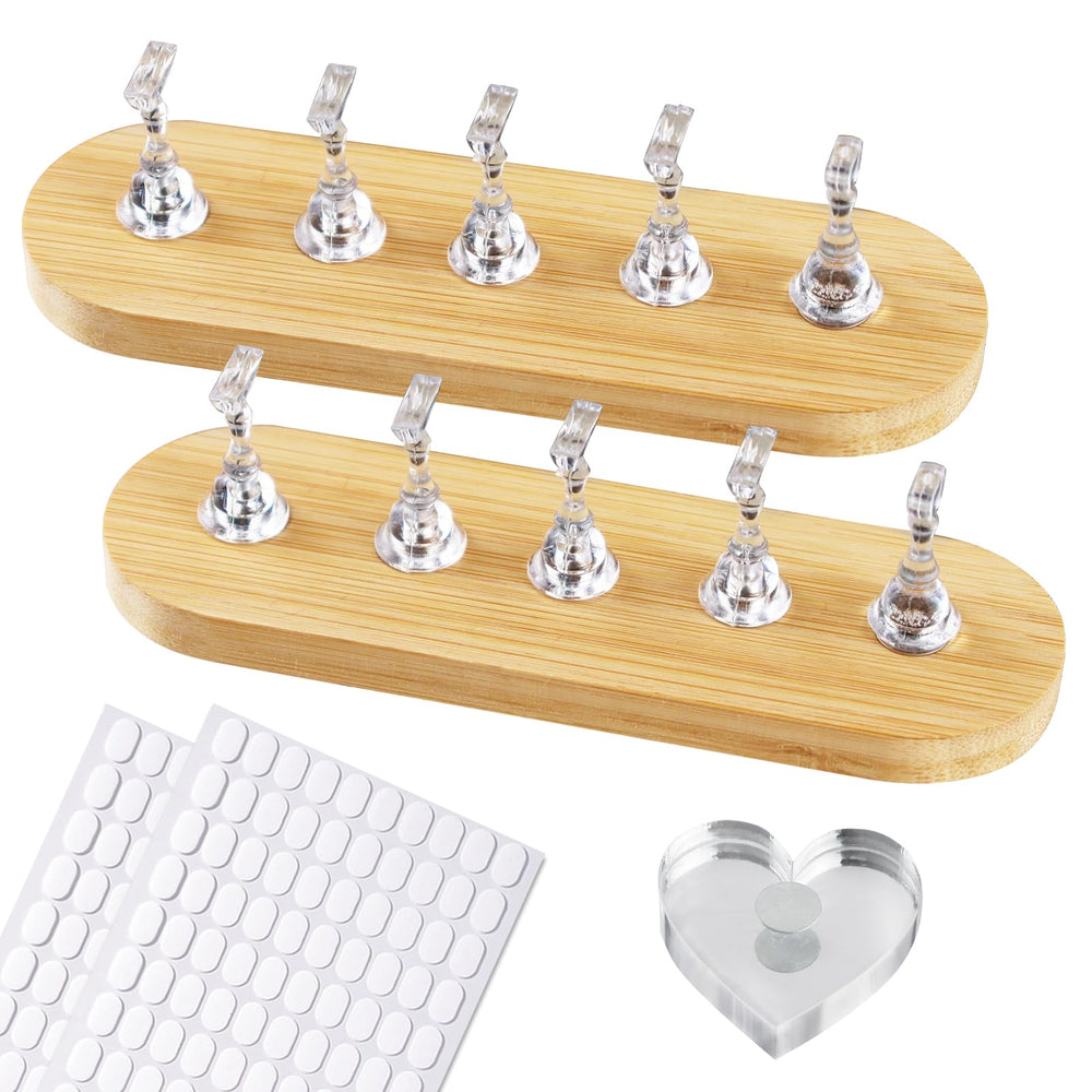 ESUOHYM wooden nail art display stand with sturdy base for stable practice and easy posing