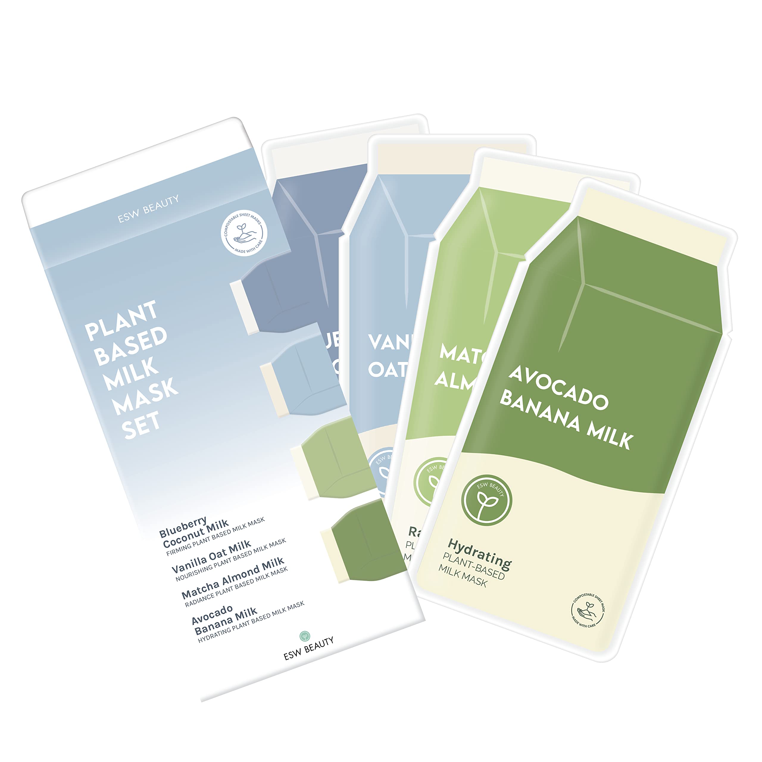 ESW Beauty Milk Face Mask four-pack box highlighting convenient hydration boost