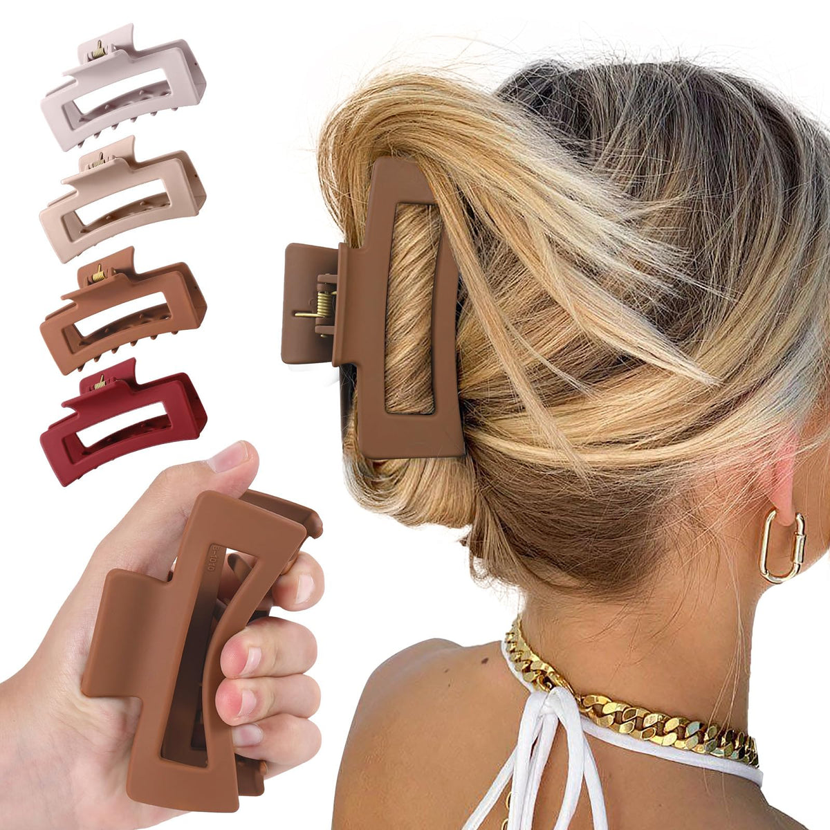 ETANEAR Cloud Claw Clip 4.2-inch demonstrates a secure non-slip hold for all hair types.