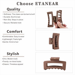 ETANEAR Cloud Claw Clip securing a thick ponytail with strong grip