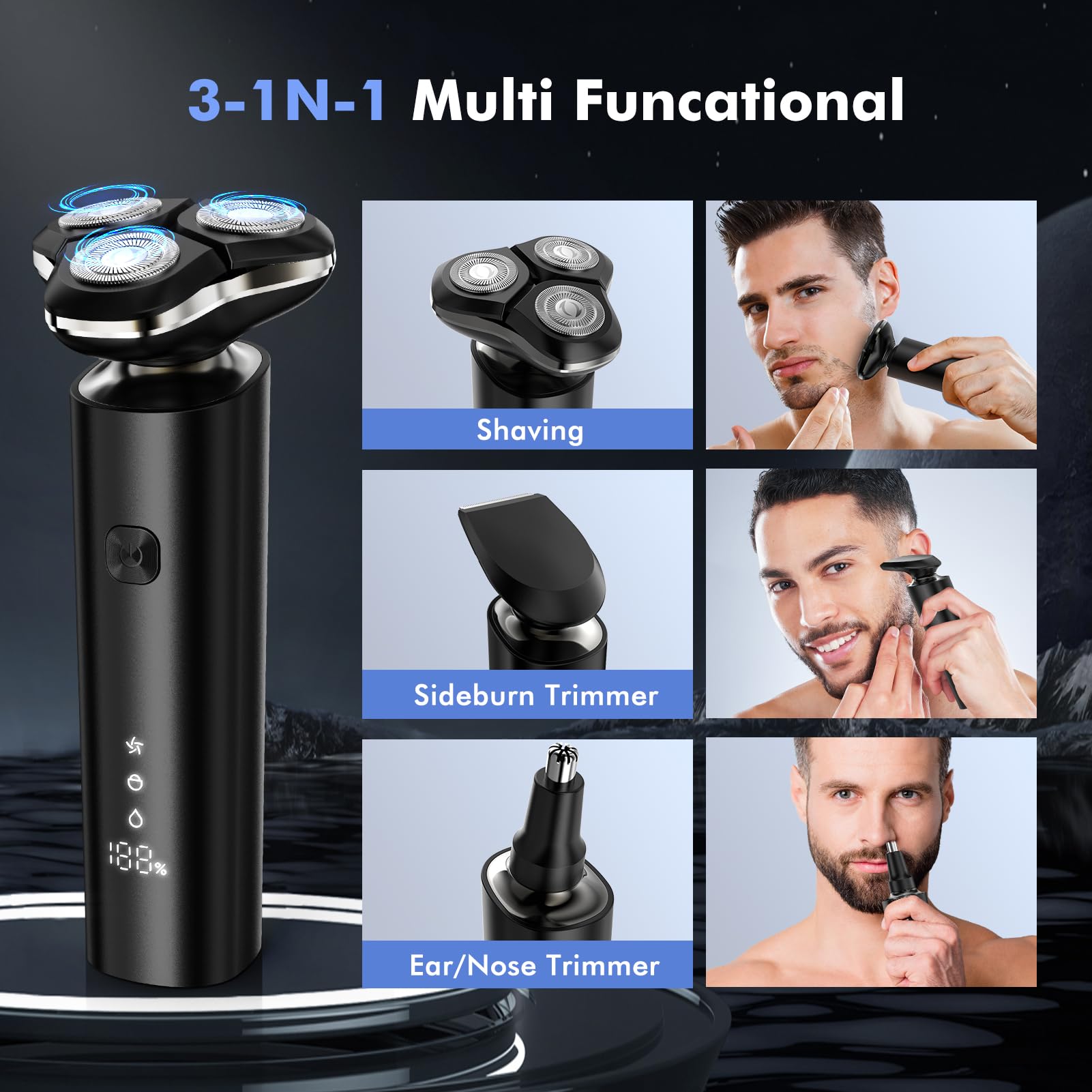 ETENTOUS all-in-one base with trimmers keeps accessories organized and charged.