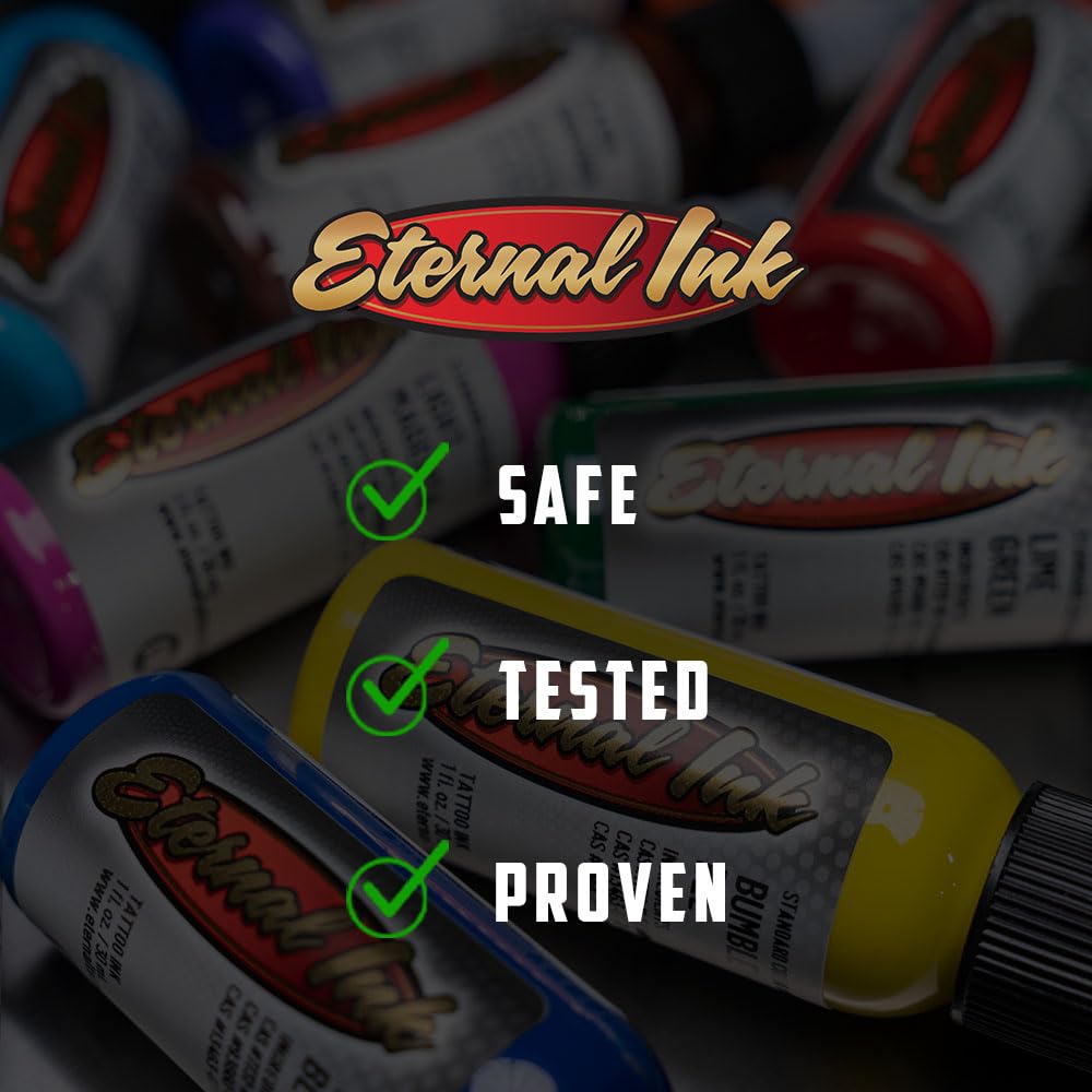 Eternal Ink Beginner-Pro ready 1oz bottle suitable for artists of all levels.
