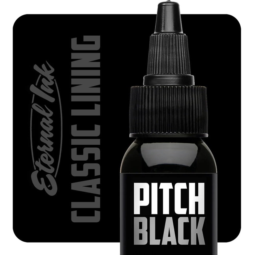 Eternal Ink Pitch Black Classic Lining 1oz bottle for precise, high-opacity lining.