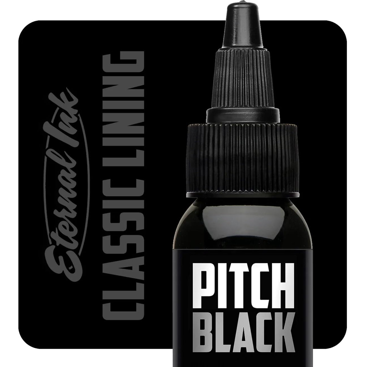 Eternal Ink Pitch Black Classic Lining 1oz bottle for precise, high-opacity lining.