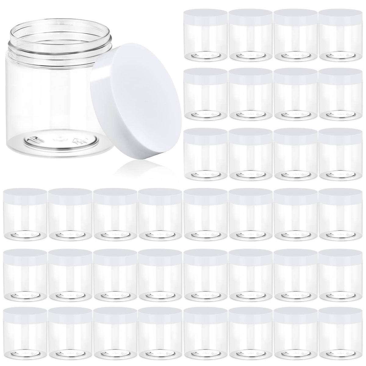 Eternal Moment 4 oz clear jar with white lid in a 36-pack for organized cosmetics.