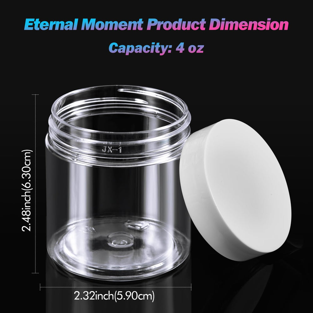 Eternal Moment 4oz clear jar with lotion sample content visible and ready for display.