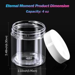 Eternal Moment 4 oz jar with white lid shows portable cosmetic storage and samples.