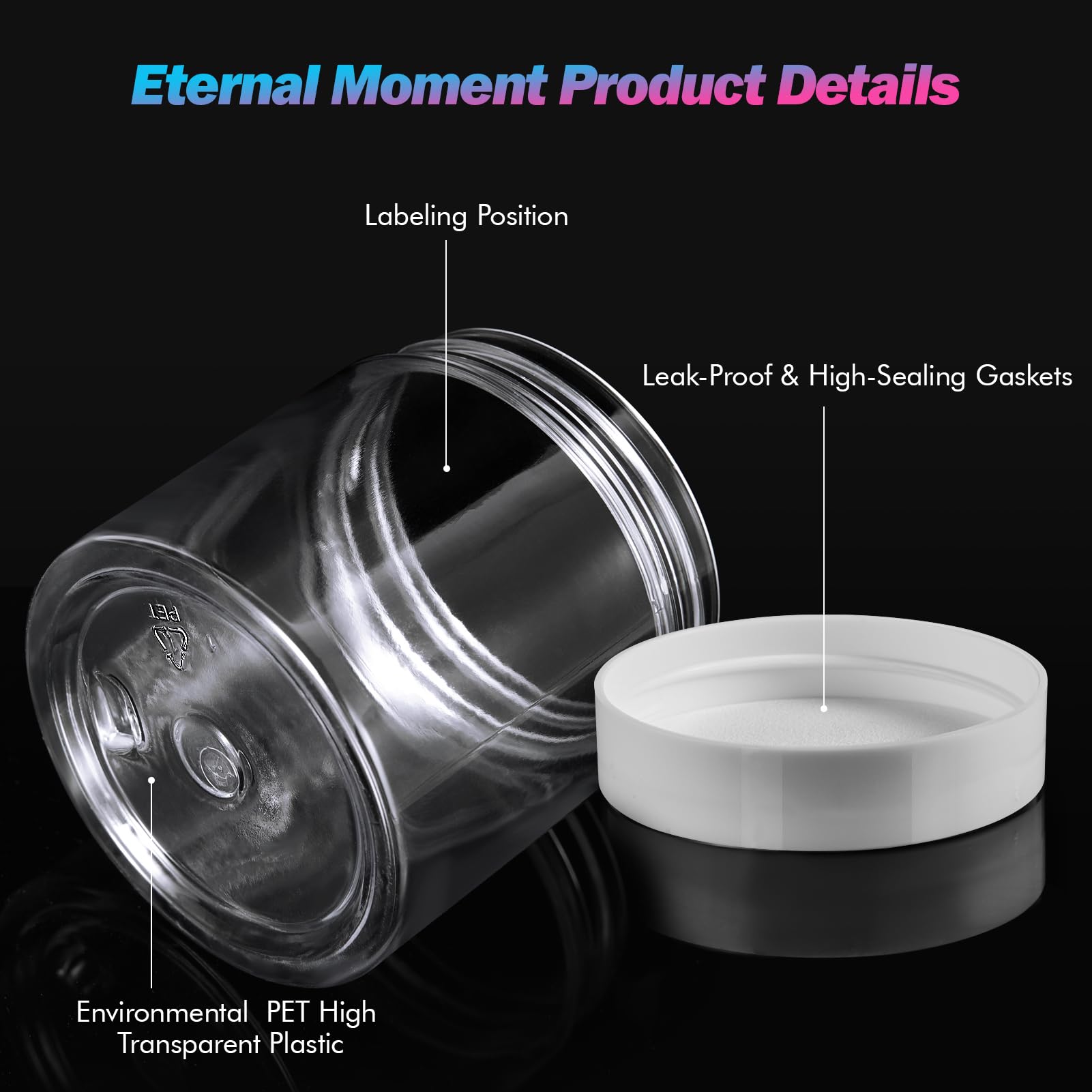 Eternal Moment slime jar 4oz with lid close-up demonstrates airtight handling for DIY projects.