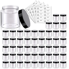 Eternal Moment 50-pack 2oz clear jars with lids for cosmetics and samples.