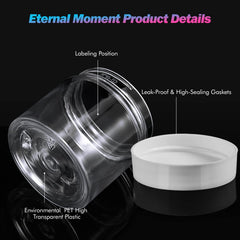 Eternal Moment clear round jar see-through bottom design showing contents
