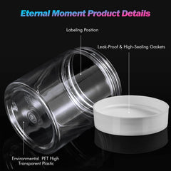 Eternal Moment screw-on lids with foam liners create air-tight seals for travel-safe storage.