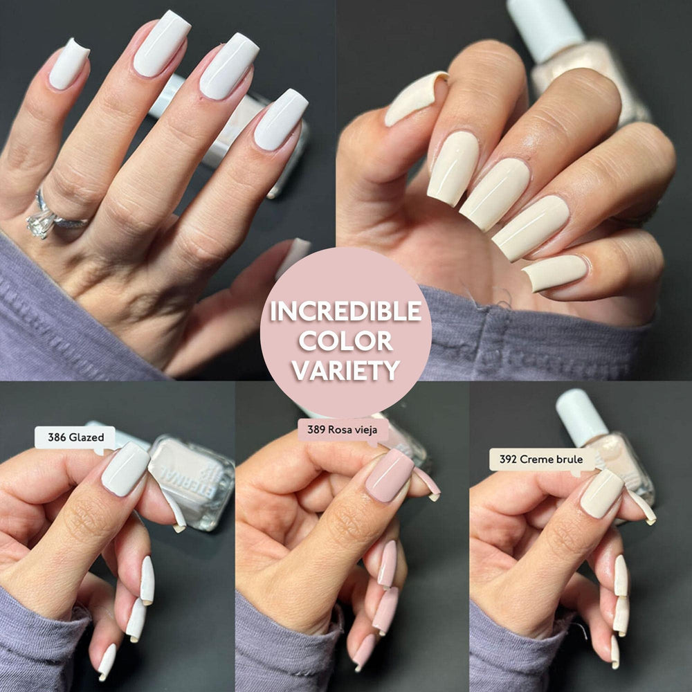 Eternal Pastel bottles display smooth finish and quick-dry formula for effortless at-home manicures.
