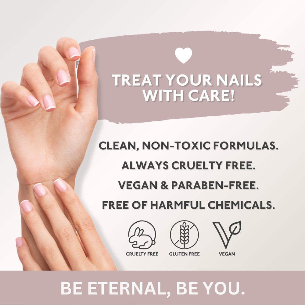 Hand manicure using Eternal Pastel shades for quick, chic home pedicure and manicure.