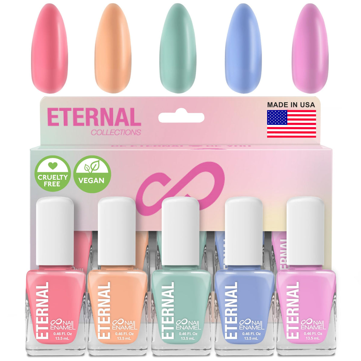 Eternal Pastel Nail Polish Set pink bottle with glossy finish for everyday wear
