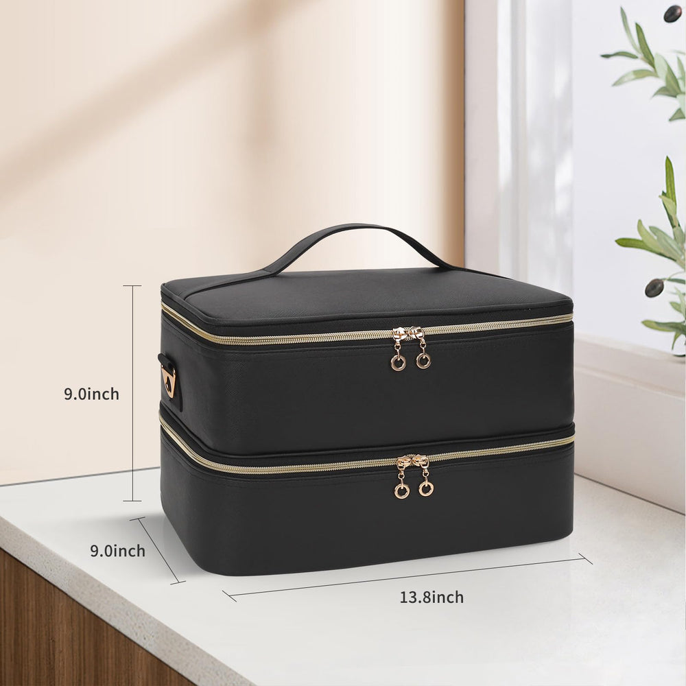 Ethereal Leather Nail Polish Organizer Case close-up highlighting premium stitching and waterproof surface.