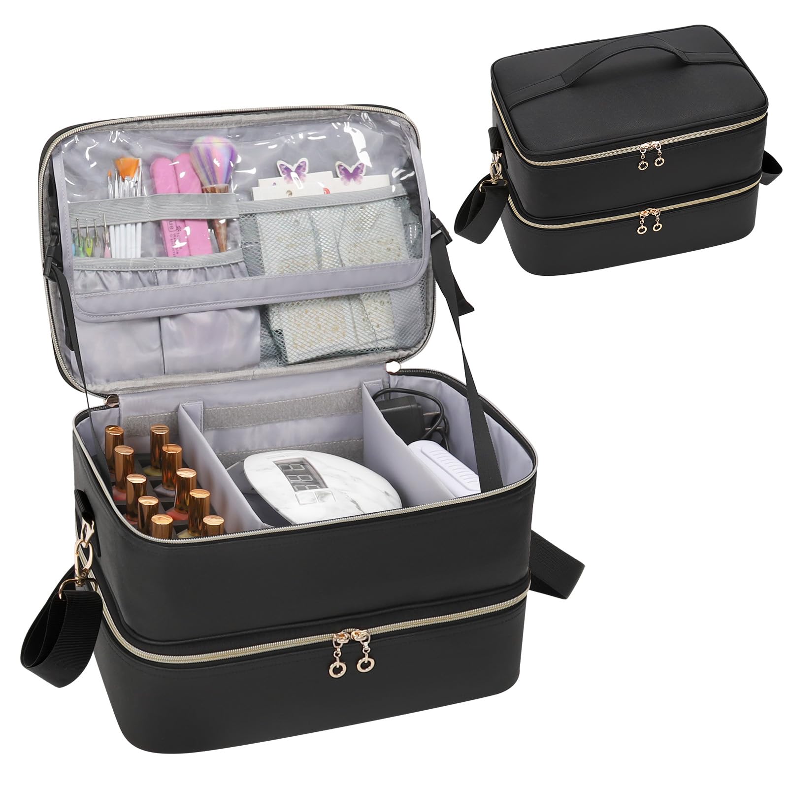 Ethereal Leather Nail Polish Organizer Case top view for easy access and organized storage.