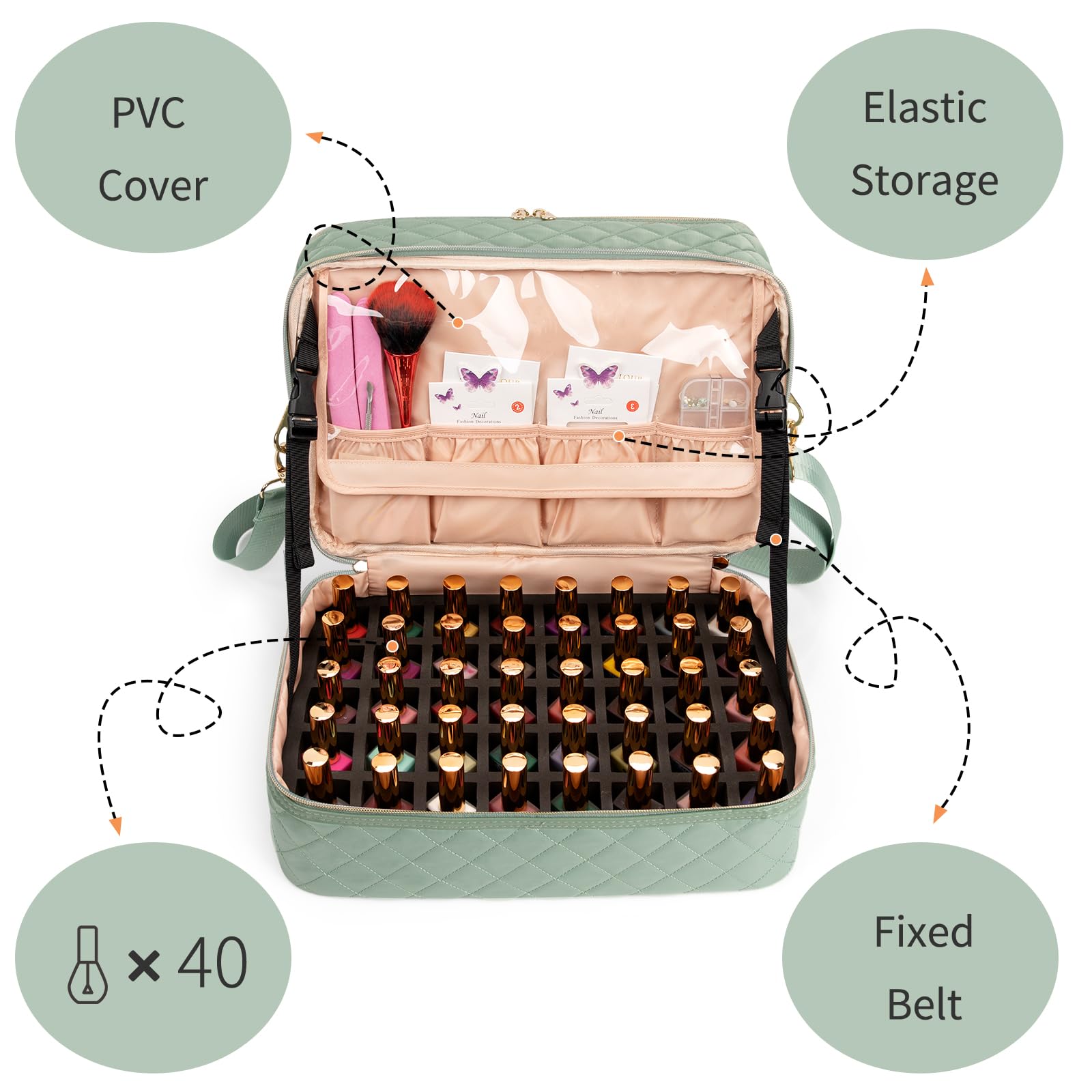 Ethereal Nail Polish Organizer Case closed demonstrates compact transport.