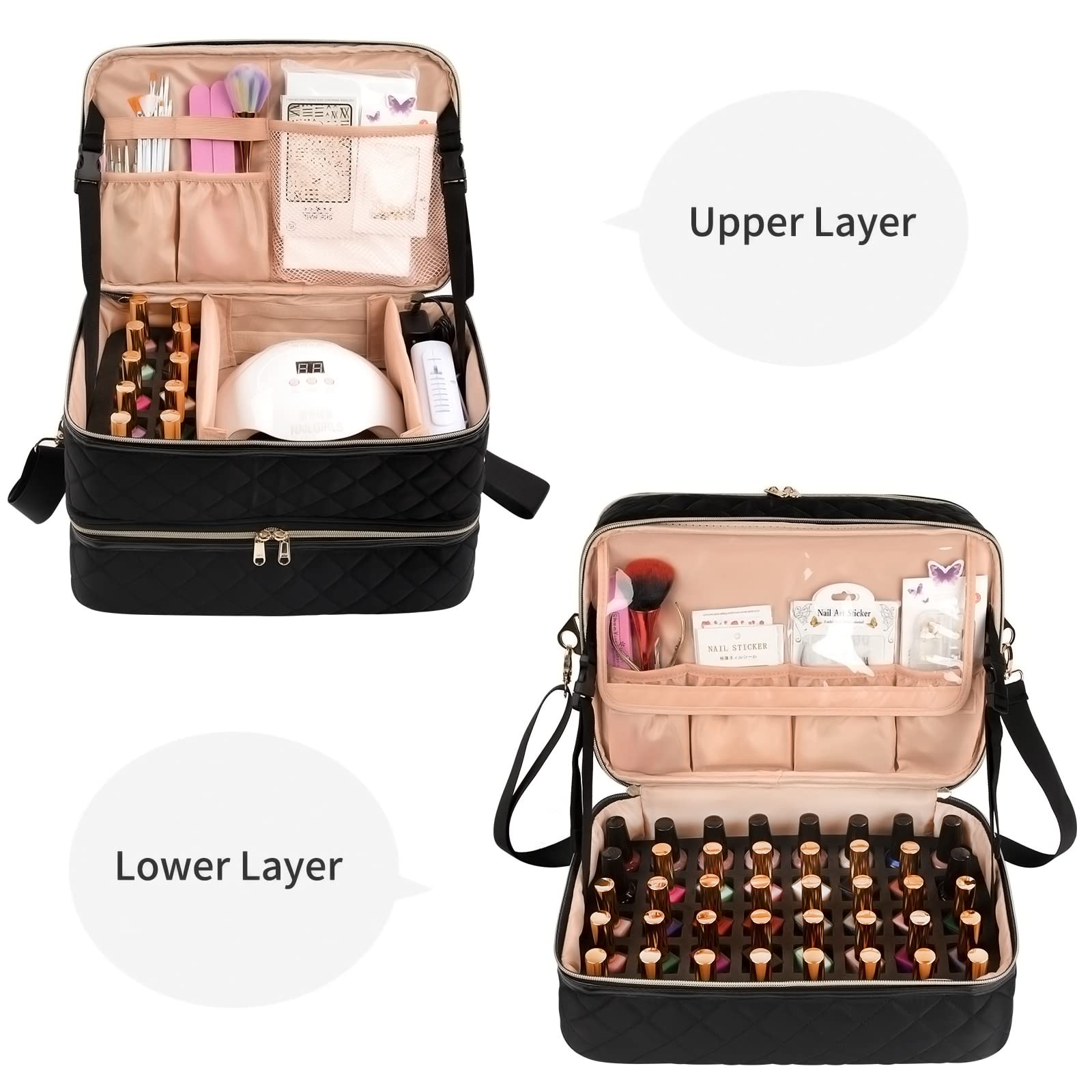 Ethereal Nail Polish Organizer lower layer shows 40+ bottles neatly organized