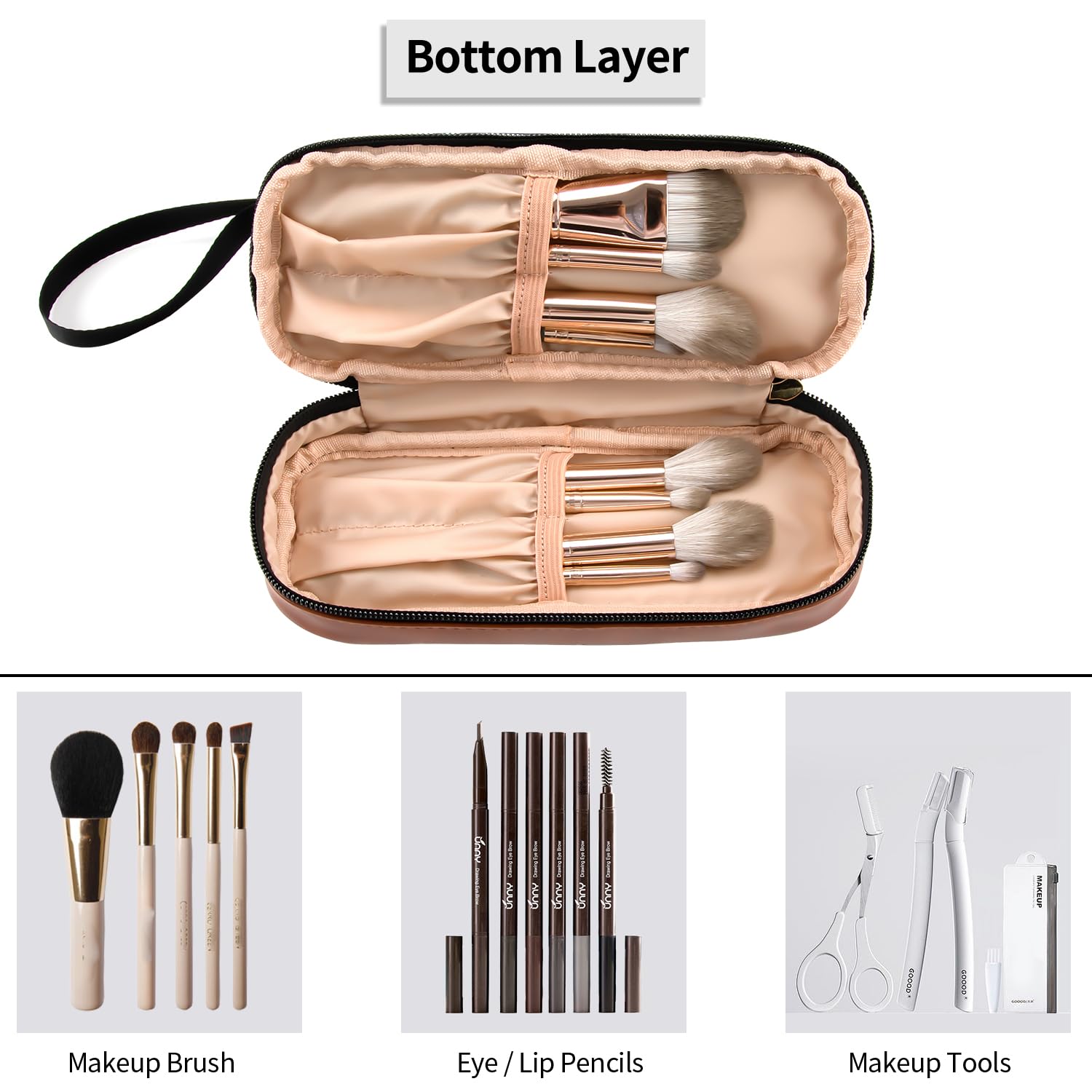 Ethereal travel makeup pouch uses waterproof nylon to protect contents from splashes.