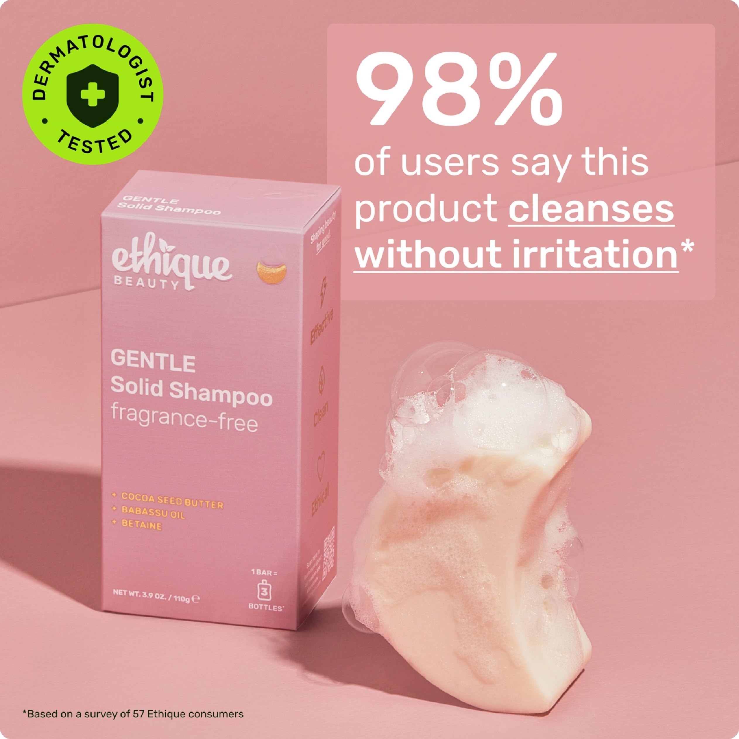 Ethique cocoa butter close-up emphasizing nourishing, smoothing ingredients