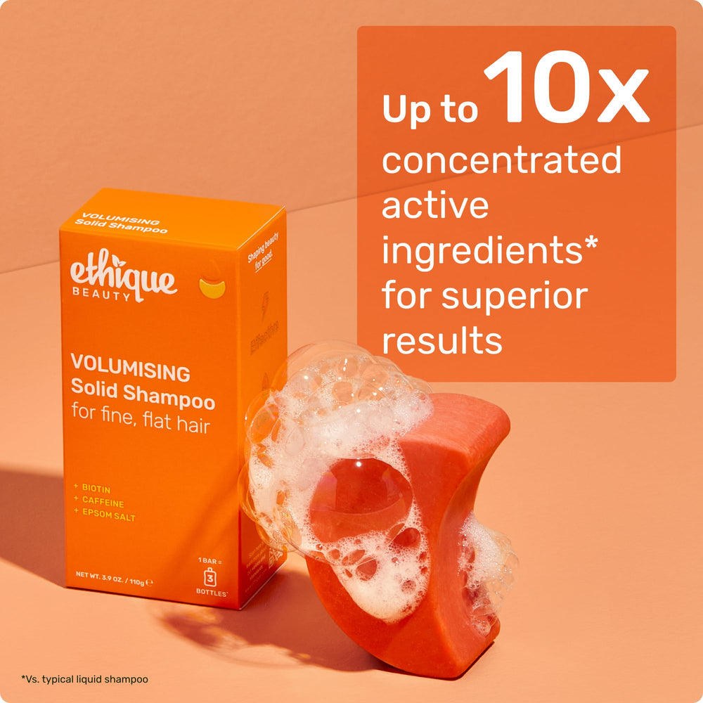 Ethique color-safe formula protects color-treated hair while adding volume.