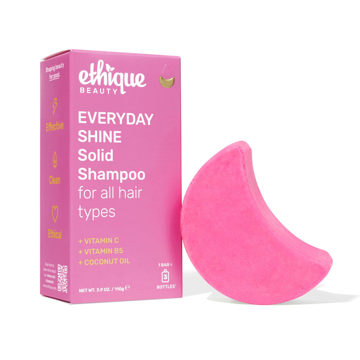 Ethique Everyday Shampoo Bar vitamin-C shine on hair delivers daily radiance.