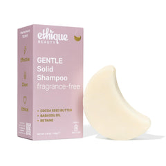Ethique Gentle Unscented Shampoo Bar with Cocoa Butter close-up showing cocoa butter for soft hair benefits