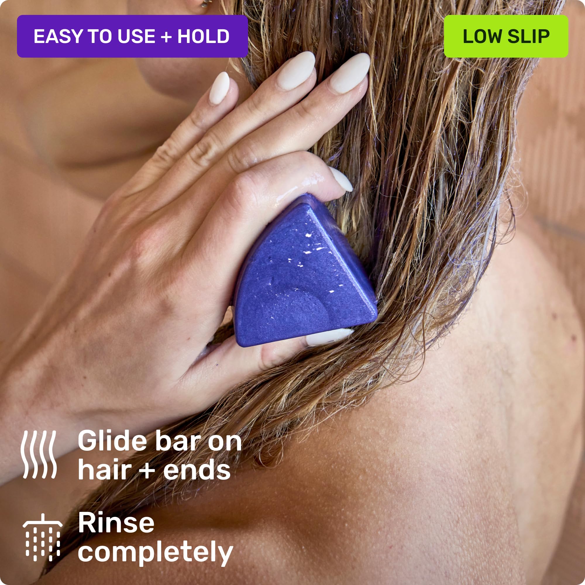 Ethique Purple Conditioner Bar plastic-free packaging supports eco-conscious haircare choice.