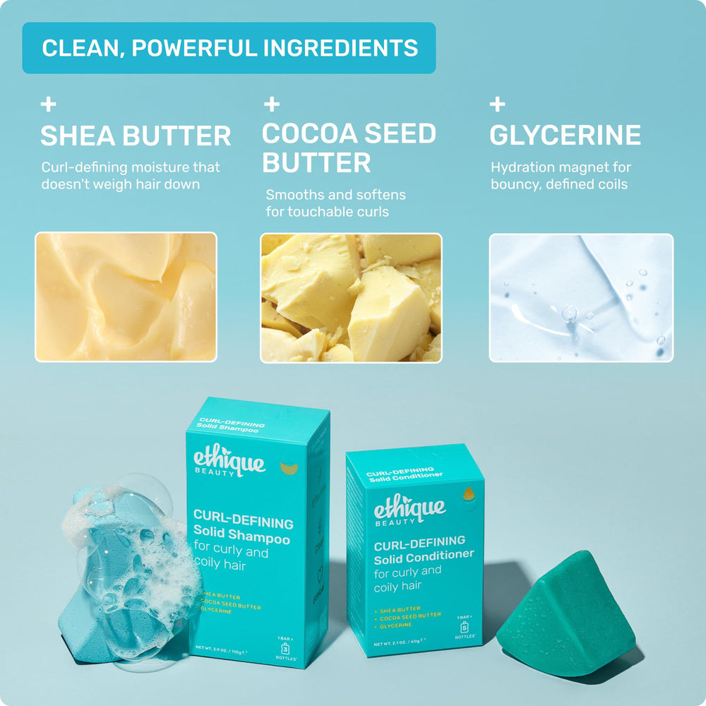Ethique shea butter hair bar closeup reveals rich conditioning.