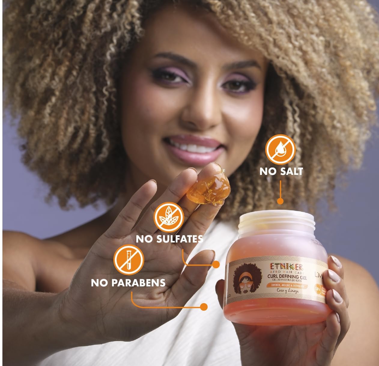 ETNIKER Curl Defining Gel twist-out styling with frizz control.