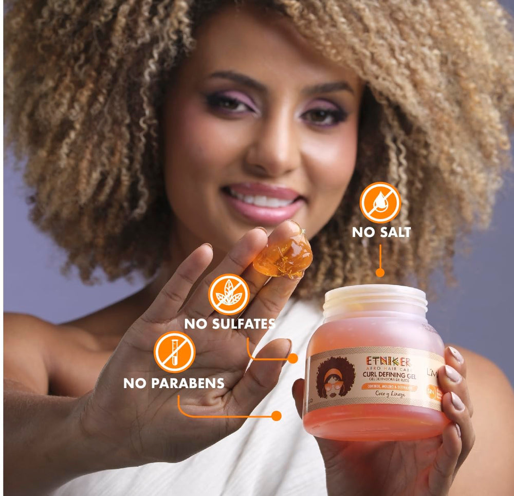 ETNIKER Curl Defining Gel twist-out styling with frizz control.