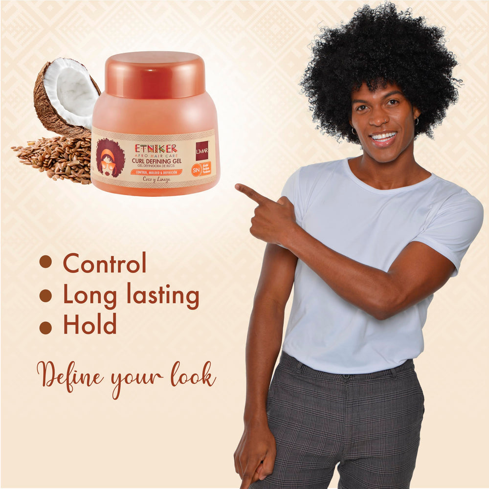 ETNIKER Curl Defining Gel wash-and-go ready styling solution.