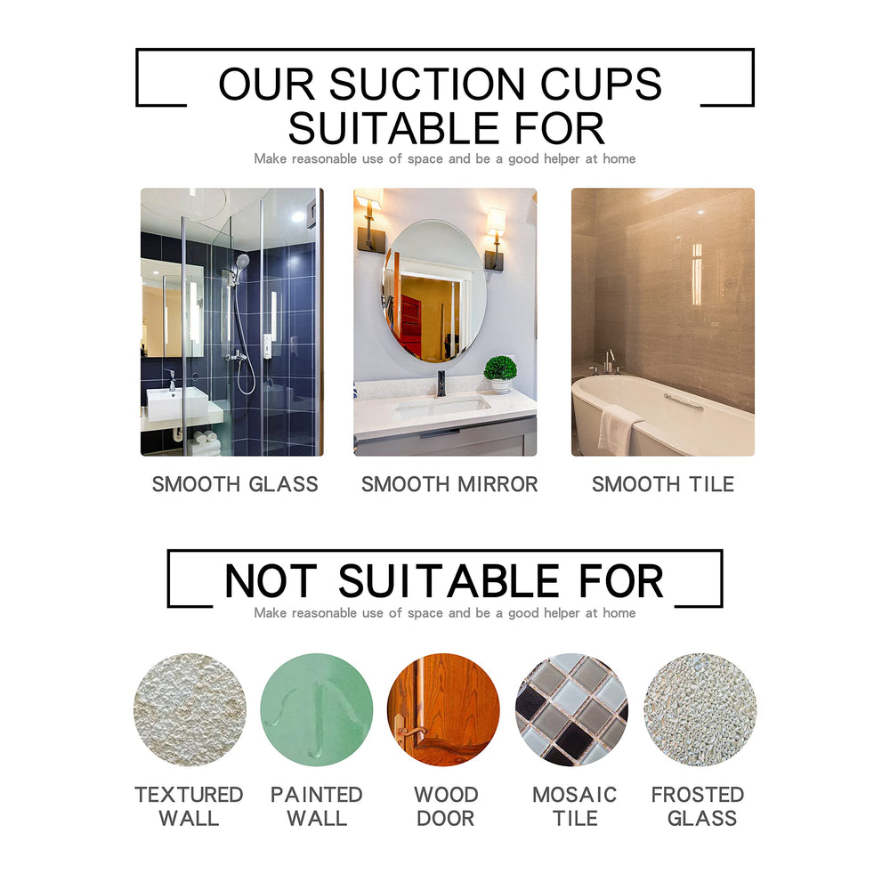 Ettori mirror's hook design keeps razors, towels, and sponges handy.