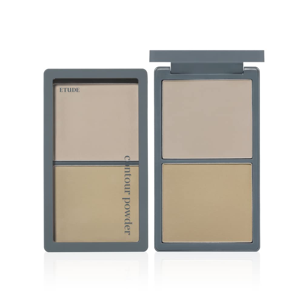 ETUDE Contour Powder compact demonstrates ash-infused shade for natural definition across cool undertones.