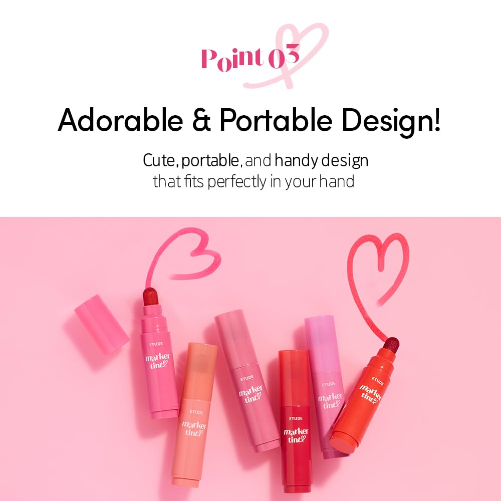 ETUDE Dear Darling Marker Tint Raspberry Pop closeup of glossy finish