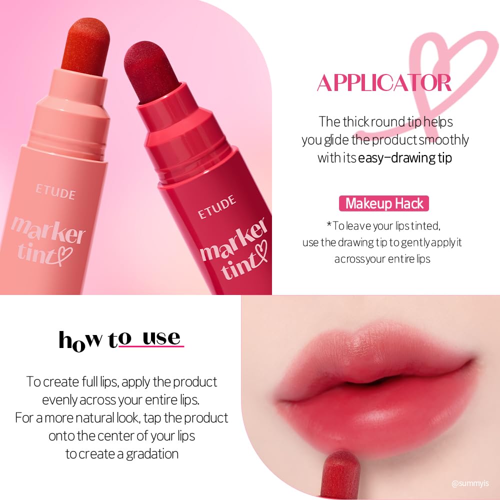 ETUDE Dear Darling Marker Tint Raspberry Pop travel case supports quick touchups