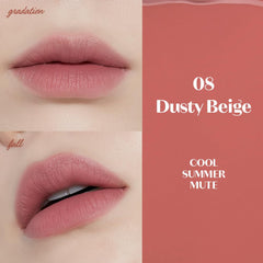 ETUDE Fixing Tint 08 close-up on lips reveals matte, transfer-resistant finish