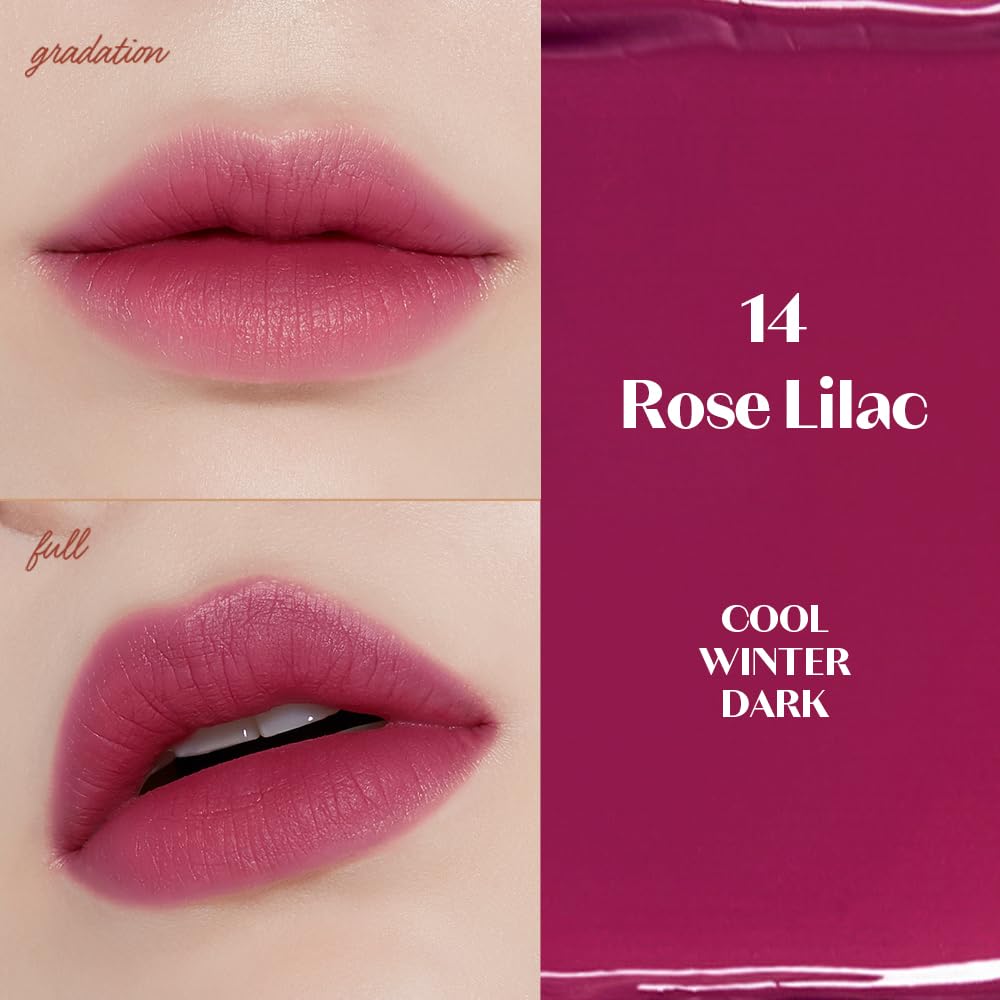 ETUDE Fixing Tint Rose Lilac liquid texture shows lightweight, non-drying wear