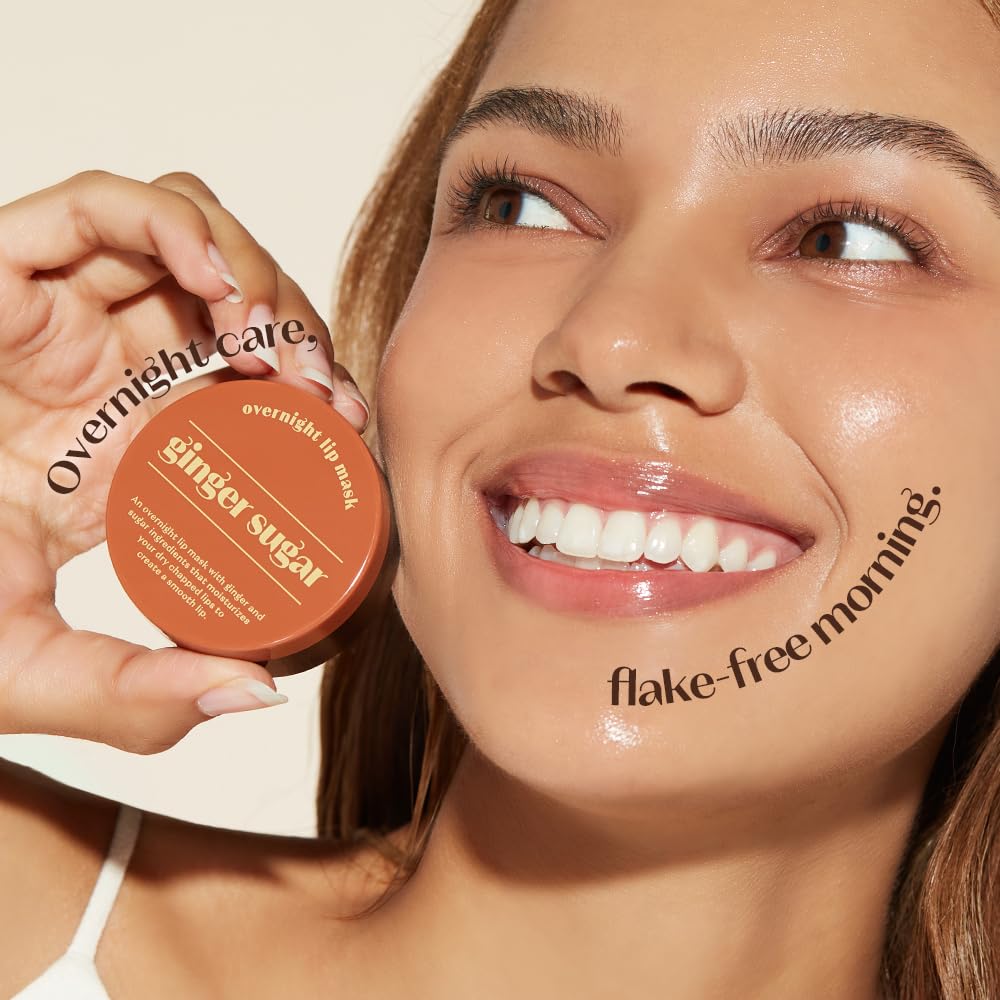 ETUDE Ginger Sugar Overnight Lip Mask closeup highlights a creamy, film-forming texture.