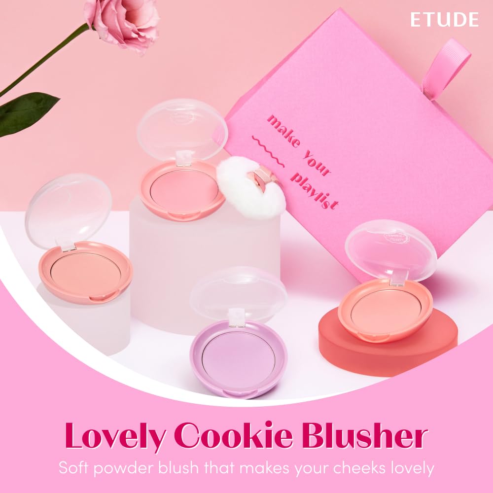 ETUDE Lovely Cookie Blusher Grapefruit Jelly built-in puff close-up for cushion-like application