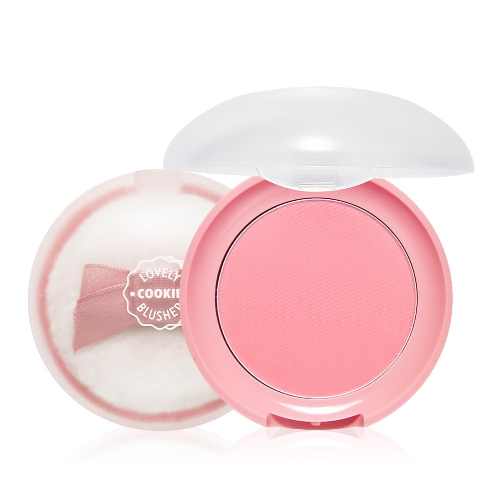 ETUDE Lovely Cookie Blusher Grapefruit Jelly compact with built-in puff for easy application