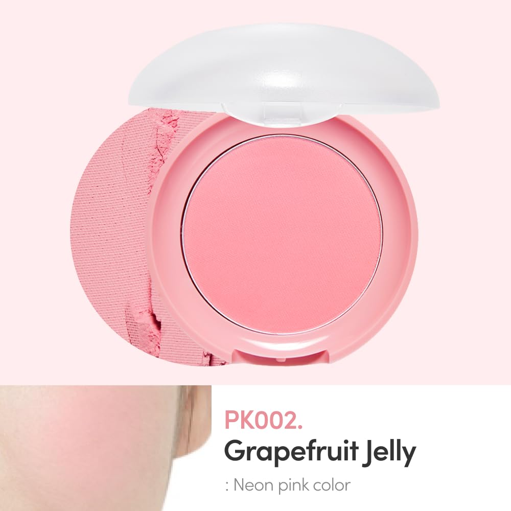 ETUDE Lovely Cookie Blusher Grapefruit Jelly swirls showing natural glow finish