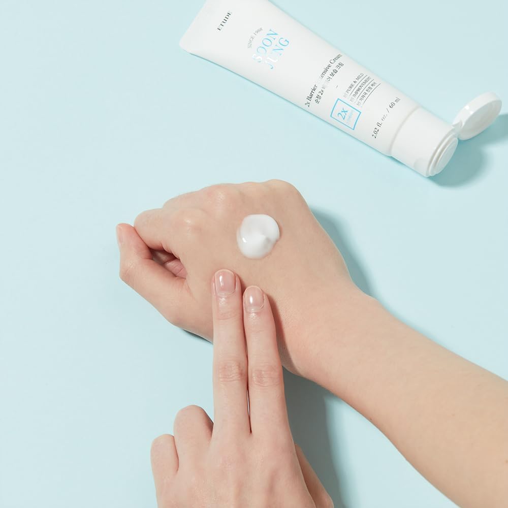 ETUDE SoonJung cream texture close-up reveals a rich yet fast-absorbing formula.