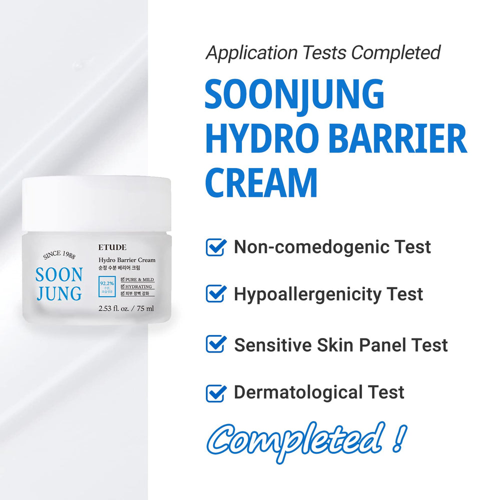 ETUDE SoonJung Hydro Barrier Cream swirl on skin indicating quick absorption and hydration.