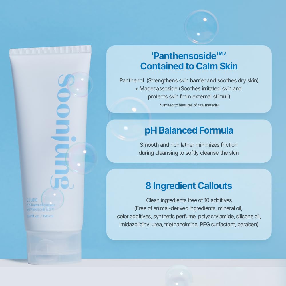 ETUDE SoonJung pH-balanced 5.5 formula graphic indicates skin-friendly cleansing.