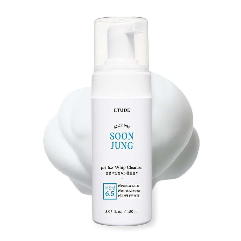 ETUDE SoonJung whip cleanser bottle shows gentle cleansing for sensitive skin