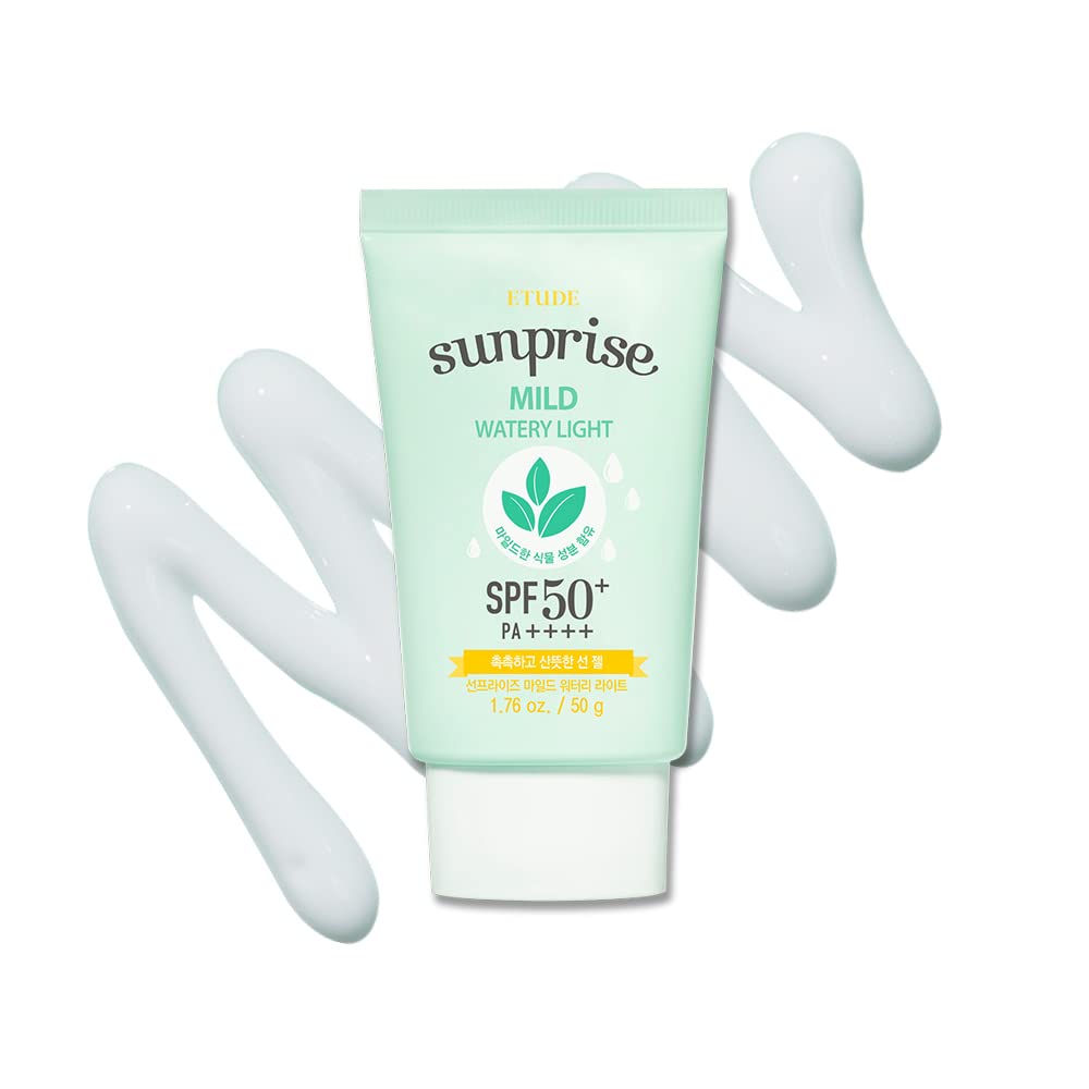 ETUDE Sunprise bottle close-up showing weightless texture for sensitive skin.